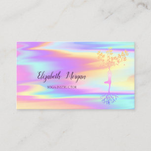 Carte De Visite Ombre holographique de yoga, silhouette de trois f