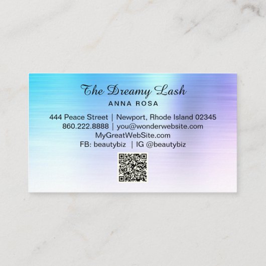 Carte De Visite *~* OMBRE Lashes QR Brows Extensions parties scint (Dos)