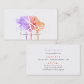 Carte De Visite ombre moderne chic de rose d'aquarelle de cheveux (Devant / Derrière)