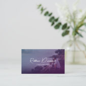 Carte De Visite Ombre Violet Abstrait Overlay 4 Photos Script (Debout devant)