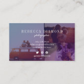 Carte De Visite Ombre Violet Abstrait Overlay 4 Photos Script (Dos)