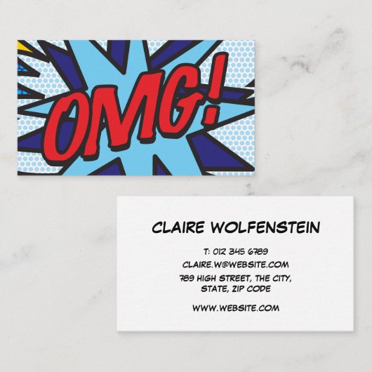 Carte De Visite OMG Fun Retro Comic Book (Devant / Derrière)