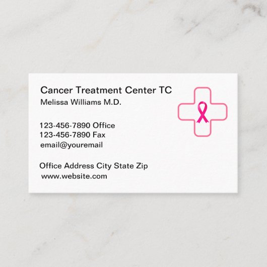 Carte De Visite Oncologiste du Centre Médicale de traitement du ca (Devant)