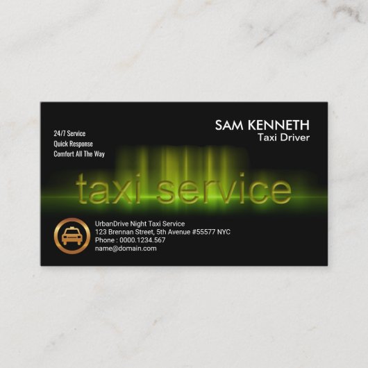 Carte De Visite Onde sonore du service de taxi jaune (Devant)