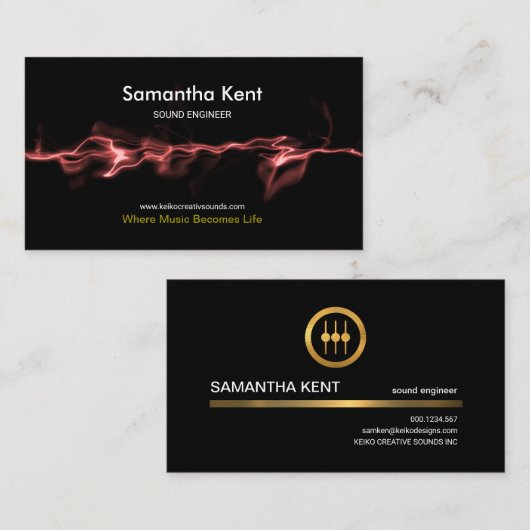 Carte De Visite Ondes sonores fumeuses rouges cinétiques (Devant / Derrière)