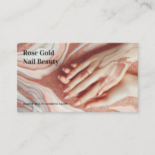 Carte De Visite Ongle de maquillage magnifique en or rose