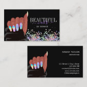 Carte De Visite ongle salon afroamerican main hologles (Devant / Derrière)