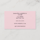 Carte De Visite Ongles de photo de script moderne rose blush (Dos)