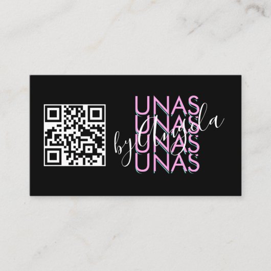 Carte De Visite Ongles de salons Gras Eyelashes Unas QR Code Rose  (Devant)