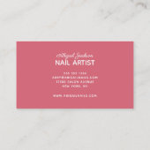 Carte De Visite Ongles Grillées De Satin rose Par "Nom" (Dos)