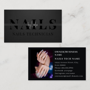 Carte De Visite Ongles minimalistes en noir blanc