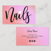 Carte De Visite Ongles modernes rose chic et violet dégradé (Devant / Derrière)