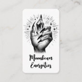 Carte De Visite Ongles Noirs Longs et Énergie Cristalline Code QR (Devant)