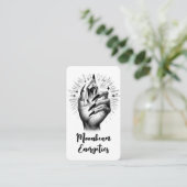 Carte De Visite Ongles Noirs Longs et Énergie Cristalline Code QR (Debout devant)