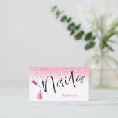Carte de visite Ongles Pailletés Rose (Debout devant)