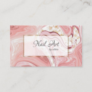 Carte De Visite Ongles Rose Corail Artiste Agate Tourbillons