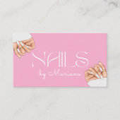 Carte De Visite ongles tech code qr stylé 4 photos rose chic (Devant)