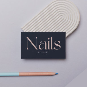 Carte De Visite Ongles Typographie Gras rose blush