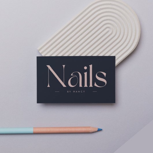 Carte De Visite Ongles Typographie Gras rose blush