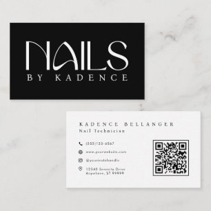 Carte De Visite Ongles Typographie Moderne Noir Blanc