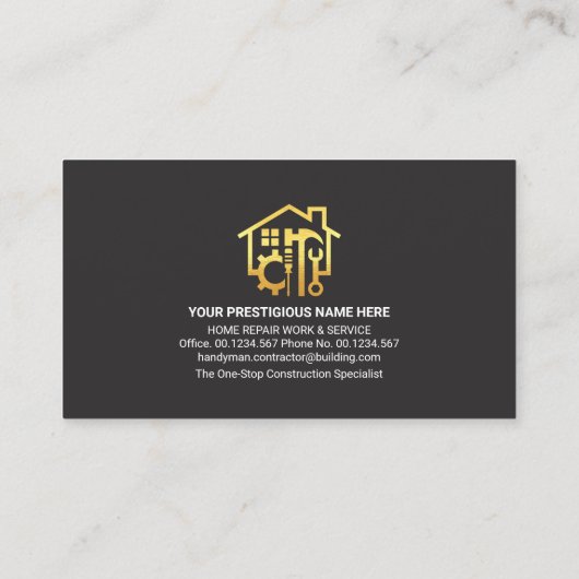 Carte De Visite Onglet Calques spéciaux Gold Handyman Tools (Dos)