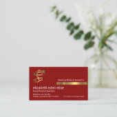Carte De Visite Onglet doré élégant sur couche rouge époustouflant (Debout devant)