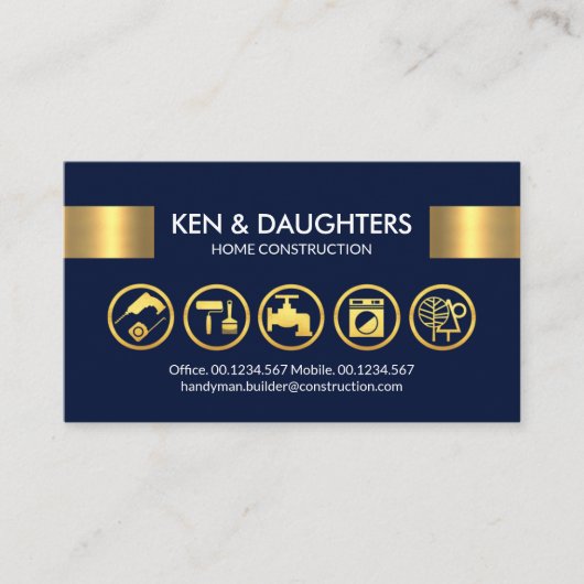 Carte De Visite Onglet Outil Handyman Gold remarquable (Devant)