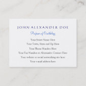 Carte De Visite Onithologist - professeur d'ornithologie - (Dos)