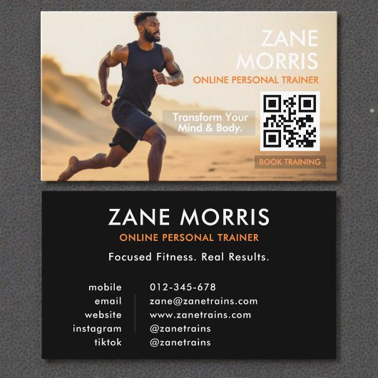 Carte De Visite Online Personal Trainer Photo QR Code