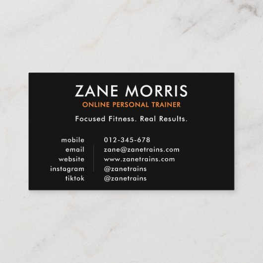 Carte De Visite Online Personal Trainer QR Code (Dos)