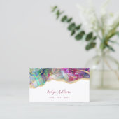 Carte de visite opal Aqua et Fuchsia (Debout devant)