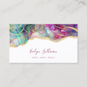 Carte de visite opal Aqua et Fuchsia