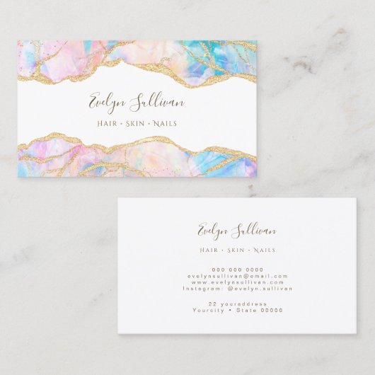 carte de visite opal bleu (Devant / Derrière)