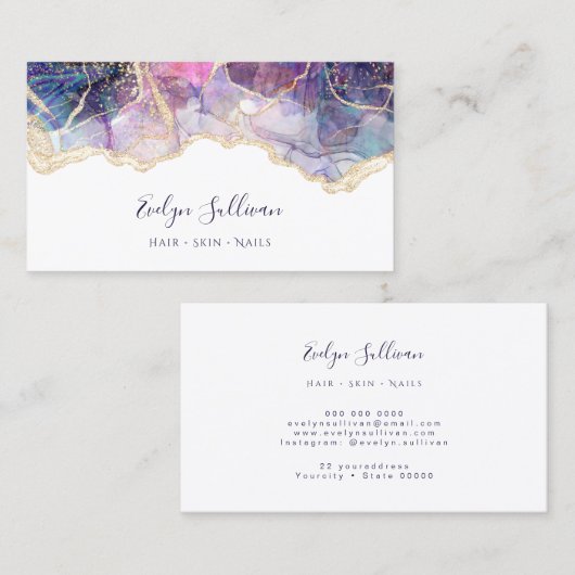 carte de visite opal bleu violet (Devant / Derrière)