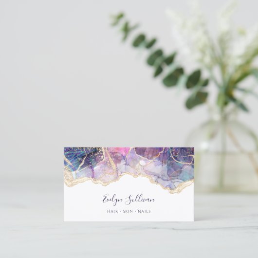 carte de visite opal bleu violet (Debout devant)