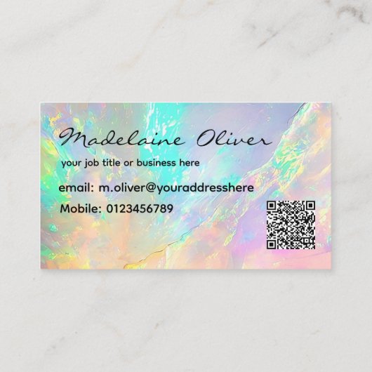 Carte De Visite Opal couleur QR Code moderne (Dos)