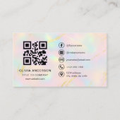 Carte De Visite Opal Faux Gold Minimalist QR Code (Devant)
