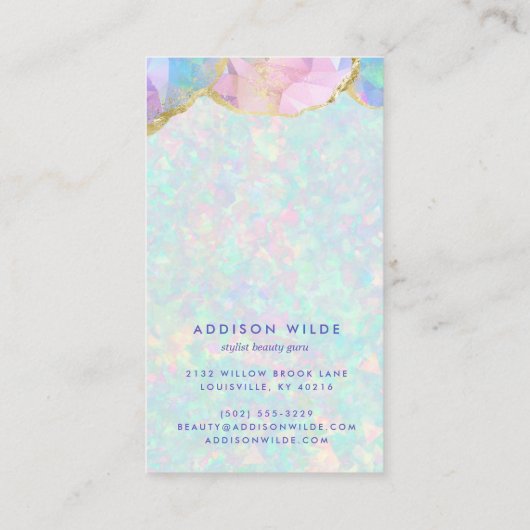 Carte De Visite Opal Gemstone Pastel Iridescente Bijoux Display (Dos)