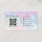 Carte De Visite Opal Glitter Hair Stylist Photo QR Code  (Dos)