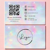 Carte De Visite Opal Glitter Minimalist QR Code