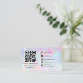 Carte De Visite Opal Glitter Minimalist QR Code (Debout devant)