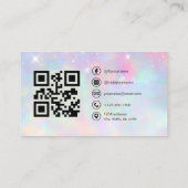 Carte De Visite Opal Glitter Photo with QR Code Social Media (Dos)