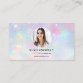 Carte De Visite Opal Glitter Photo with QR Code Social Media (Devant)