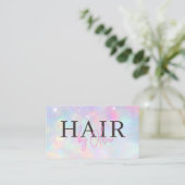 Carte De Visite Opal Glitter QR Code Hair Stylist Modern (Debout devant)