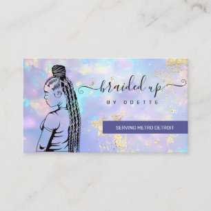 Carte De Visite Opal Holographic Hair Braider Stylist Hair Salon