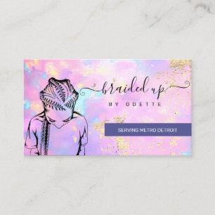 Carte De Visite Opal Holographic Hair Braider Stylist Hair Salon
