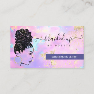 Carte De Visite Opal Holographic Hair Braider Stylist Hair Salon