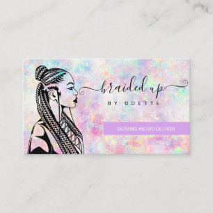 Carte De Visite Opal Holographique Cheveux Braider Braid Salon