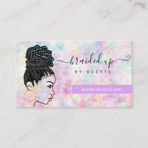 Carte De Visite Opal Holographique Cheveux Braider Stylist Bus