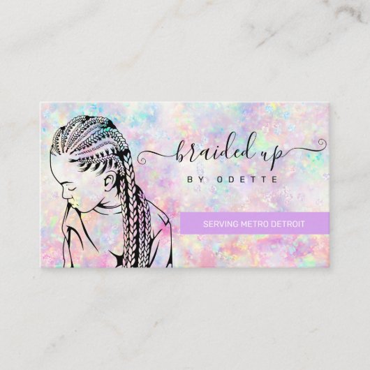 Carte De Visite Opal Holographique Hair Braider Stylist  (Devant)